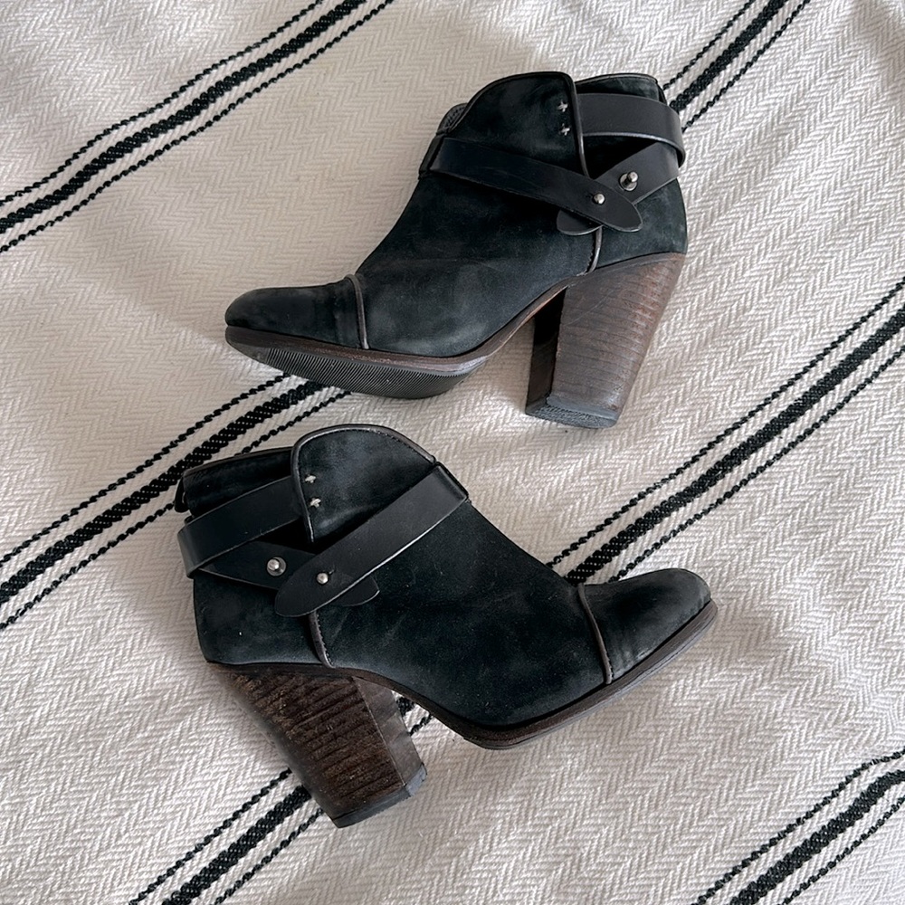 Rag & Bone Black Harrow Leather and suede Ankle Booties Size 36